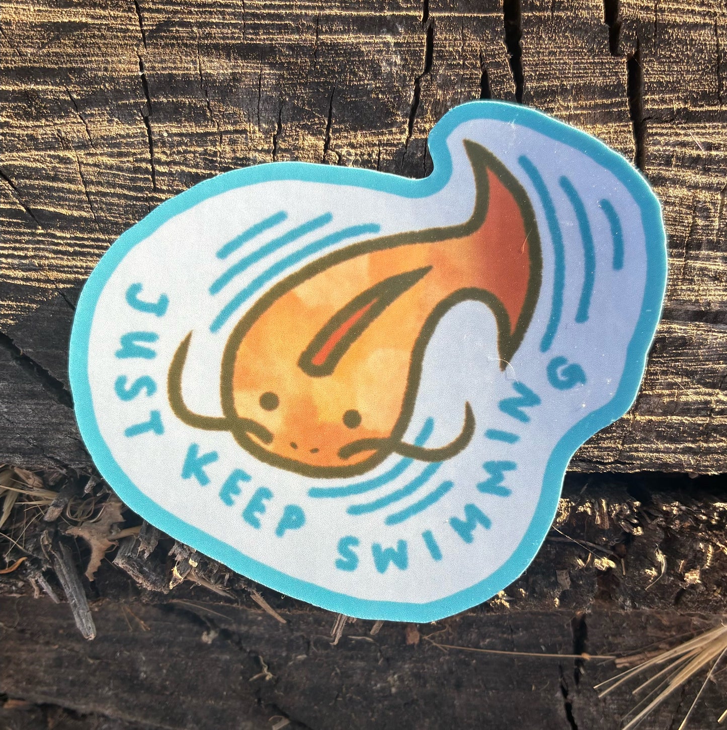 just keep swimming carp sticker